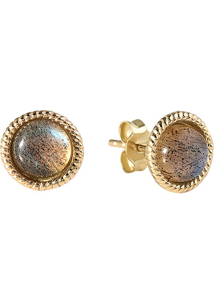 Sweet Labdorotite Doğal Taş 14 Ayar Altın Küpe