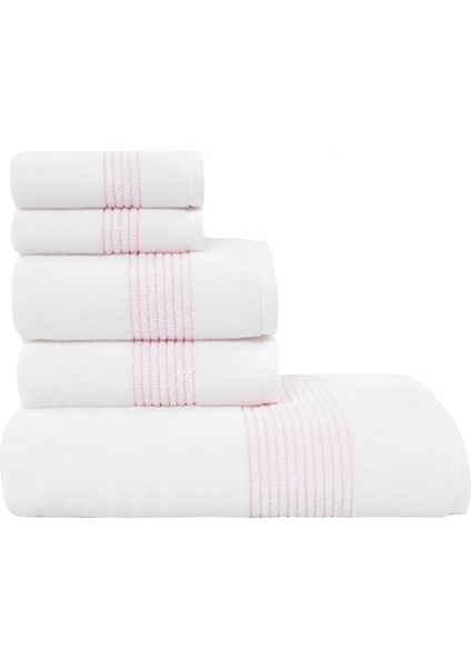 Aqua Pembe Pamuklu 5'li Havlu Seti