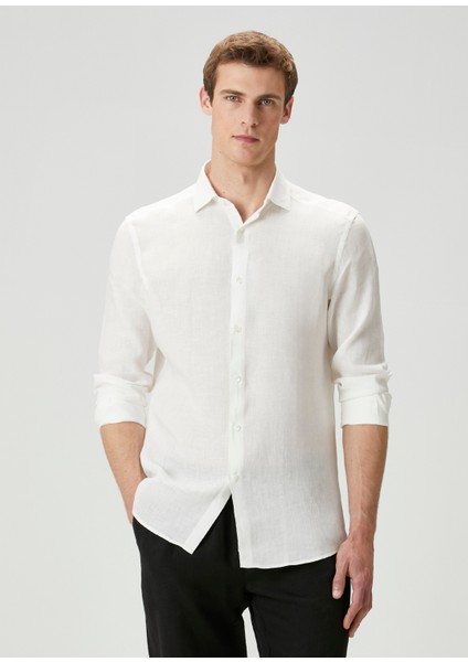 Beyaz Keten Gömlek