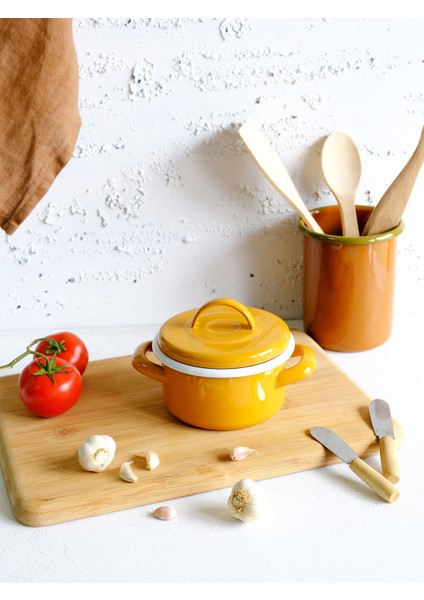 Altın Sarı Emaye Mini Tencere 12 cm fırsatları