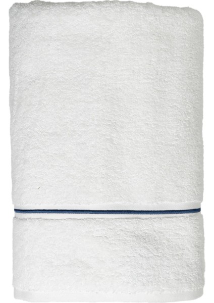 Petunia Pima Beyaz Lacivert Pamuklu Banyo Havlusu 90 x 150 cm