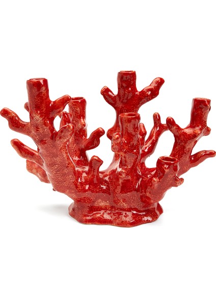 Kırmızı Mercan Formlu Şamdan