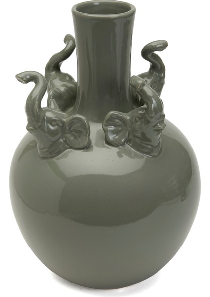 All Elephants Gri Seramik Vazo