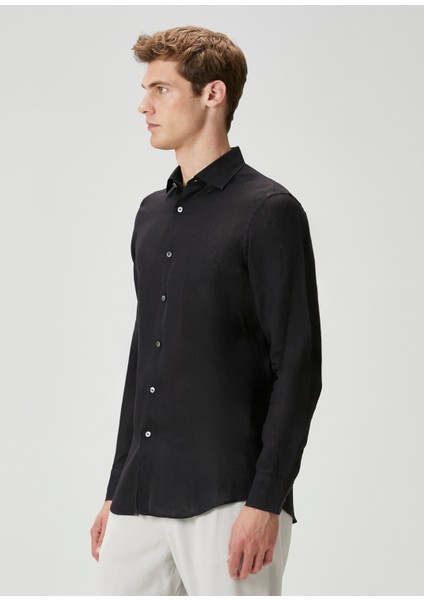 Siyah Keten Gömlek modelleri