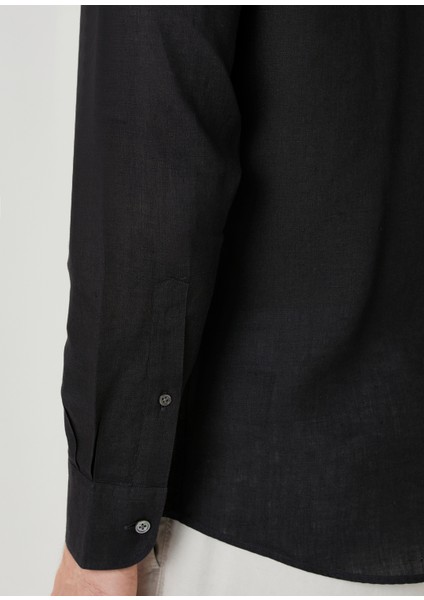Siyah Keten Gömlek