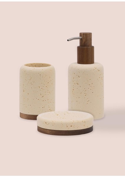 Travertine Bej 3 Parça Banyo Seti fiyatları