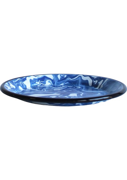 Lacivert Mermer Desenli Emaye Tabak 25 cm
