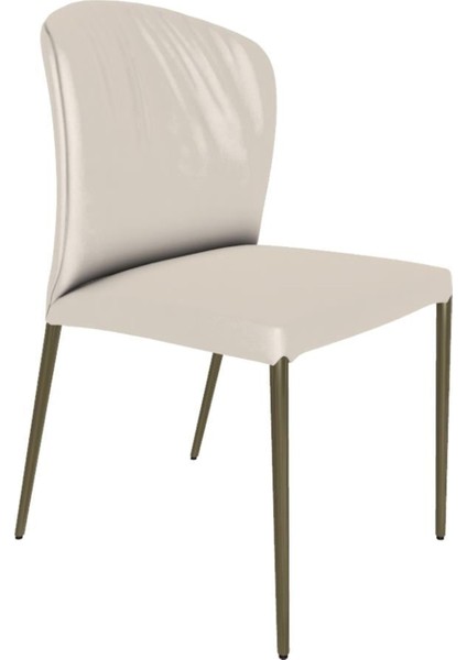 Grace Vanilla Buket Metal Ayaklı Kolçaksız Yemek Odası Sandalyesi