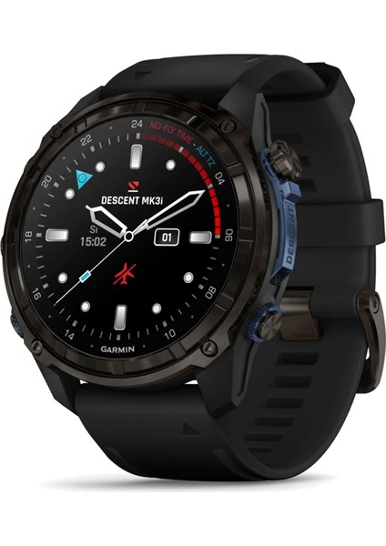 Descent MK3I Karbon Gri Dlc Titanyum 51MM Siyah Silikon Kayışlı Akıllı Saat