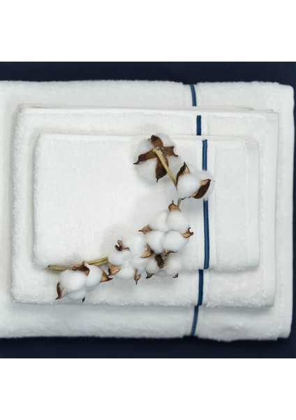 Petunia Pima Beyaz Lacivert Pamuklu Banyo Havlusu 90 x 150 cm modelleri