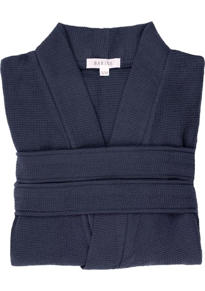Waffle Indigo %100 Pamuk Kadın Bornoz