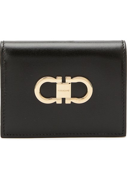 Siyah Kahverengi Logolu Kadın Deri Cüzdan