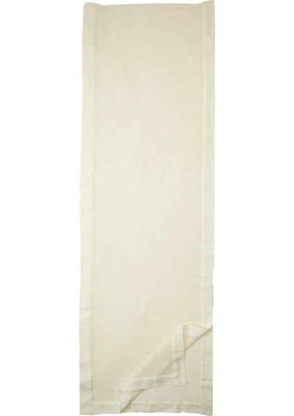 Beyaz File Desenli Keten Runner