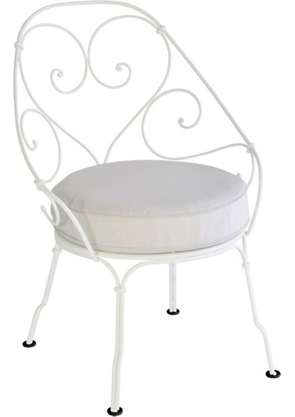 1900 Cabriolet Beyaz Metal Bahçe Sandalyesi