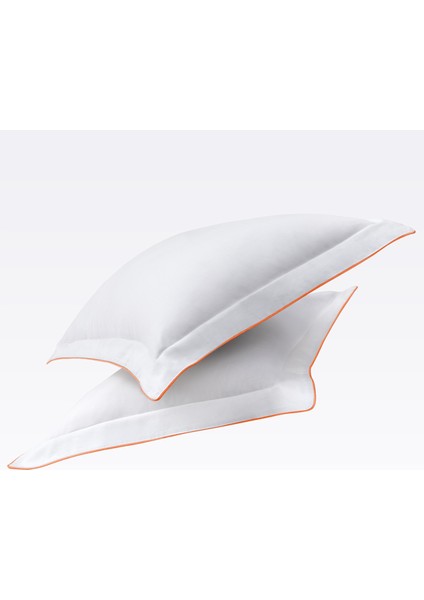 Turuncu Biyeli Beyaz Pamuk Saten Çift Kişilik Nevresim Takımı indirimleri