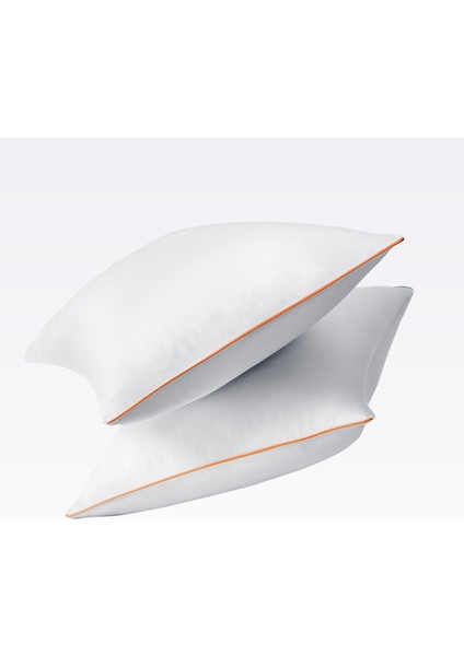 Turuncu Biyeli Beyaz Pamuk Saten Çift Kişilik Nevresim Takımı