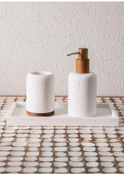 Travertine Beyaz 3 Parça Banyo Seti fırsatları