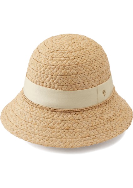 Rebecca Bej Beyaz Kadın Rafya Şapka