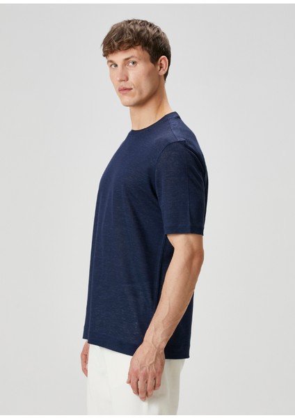 Koyu Mavi Keten T-Shirt modelleri