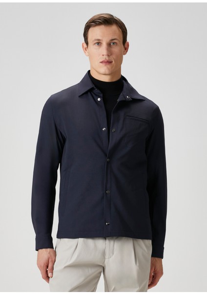Lacivert Yün Dış Gömlek