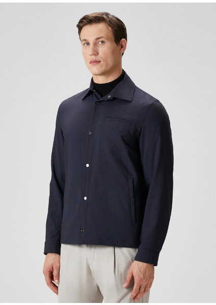 Lacivert Yün Dış Gömlek modelleri