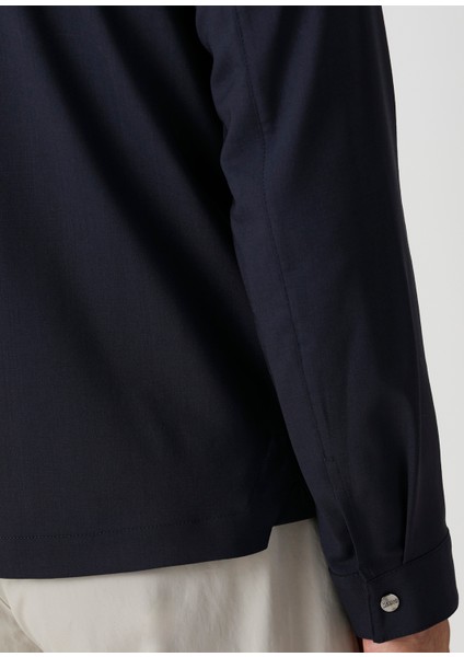 Lacivert Yün Dış Gömlek