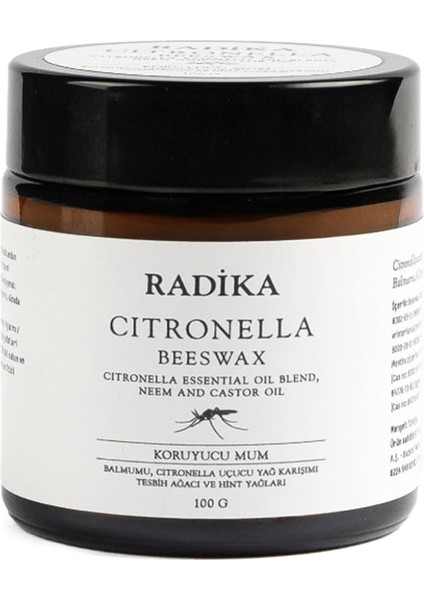 Citronella Doğal Balmumu Mum 100 gr