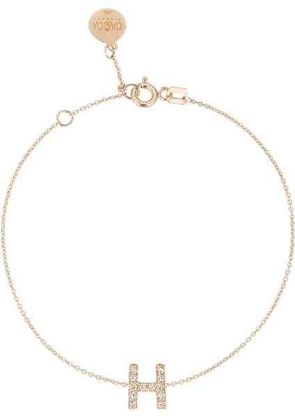 H Harfi Pırlanta Taşlı 14 Ayar Altın Kadın Bileklik