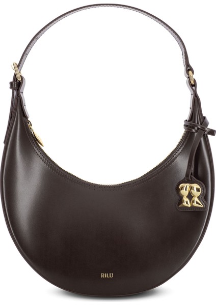 Luna Koyu Kahverengi Kadın Deri Omuz Çantası