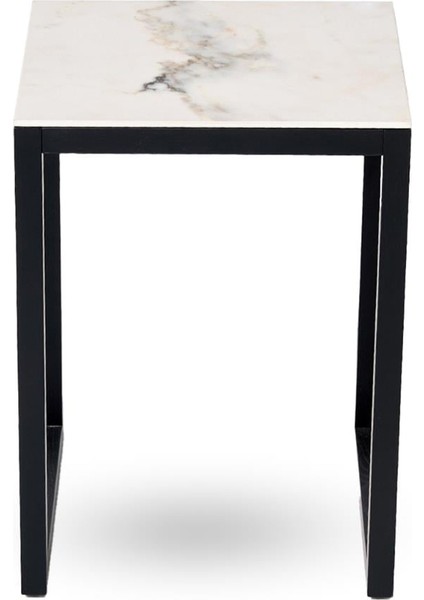 Iso White Black Seramik Yan Sehpa 36 x 49 cm