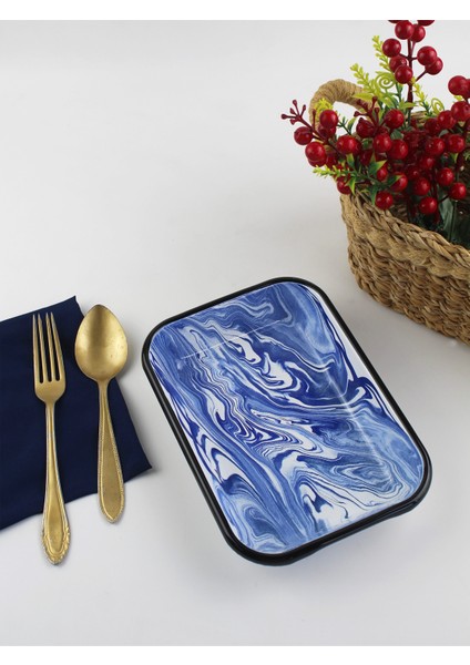 No:2 Lacivert Mermer Desen Emaye Meze Tabağı 21 cm modelleri