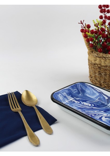 No:2 Lacivert Mermer Desen Emaye Meze Tabağı 21 cm fırsatları