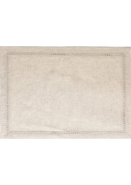 Natura Ekru Pamuk Keten Ajur Detaylı Amerikan Servisi