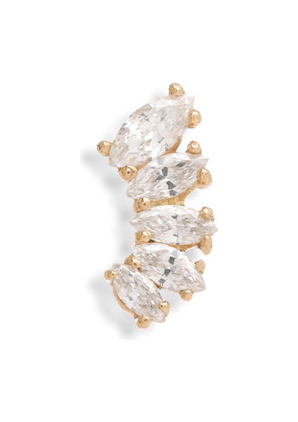 Dove Pırlanta Taşlı 14 Ayar Altın Kadın Tek Küpe