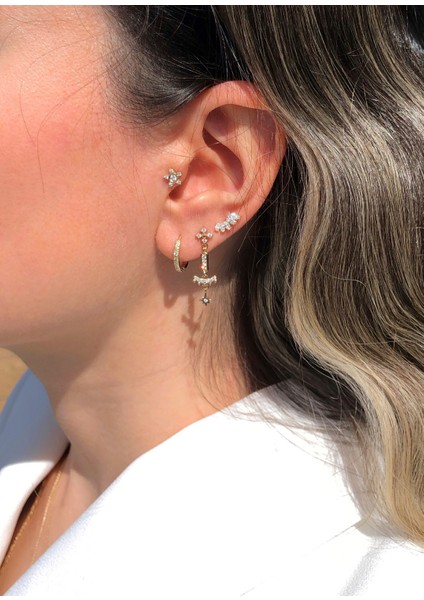 Dove Pırlanta Taşlı 14 Ayar Altın Kadın Tek Küpe indirimleri