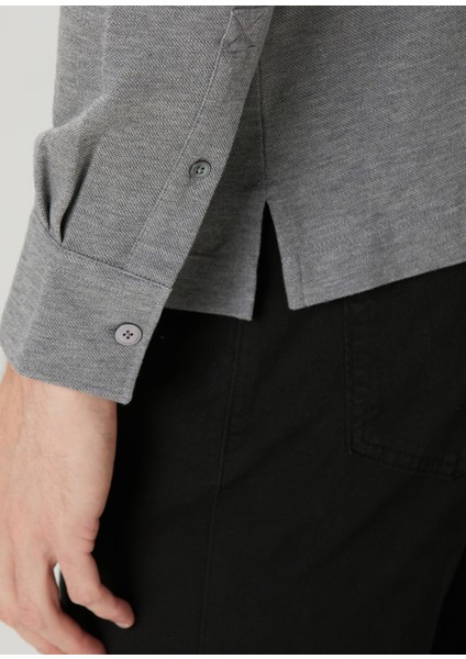 Gri Polo Yaka Sweatshirt