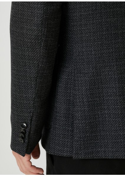 Gri Tweed Dokulu Yün Ceket
