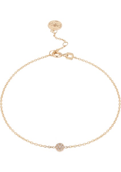 Yuvarlak Pırlanta Taşlı 14 Ayar Altın Unisex Bileklik