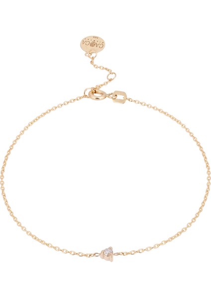 Tek Taşlı Pırlanta 14 Ayar Altın Kadın Bileklik