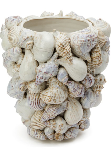 Snails Beyaz Seramik Vazo