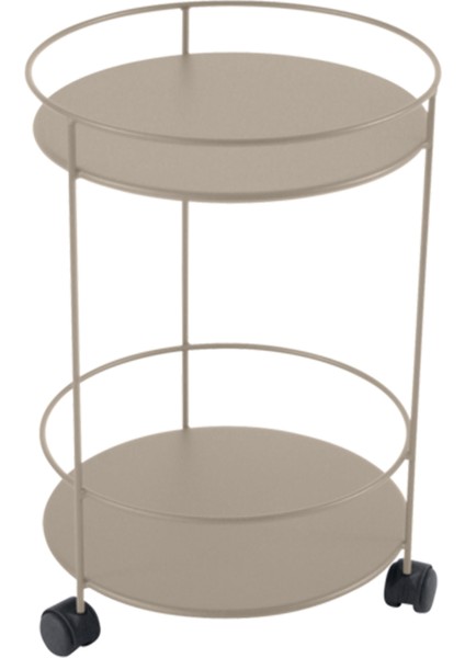 Guinguette Pedestal Bej Alüminyum Metal Bahçe Sehpası