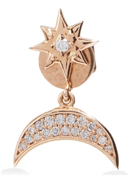 Venus Star Pırlantalı Kadın Altın Tek Küpe