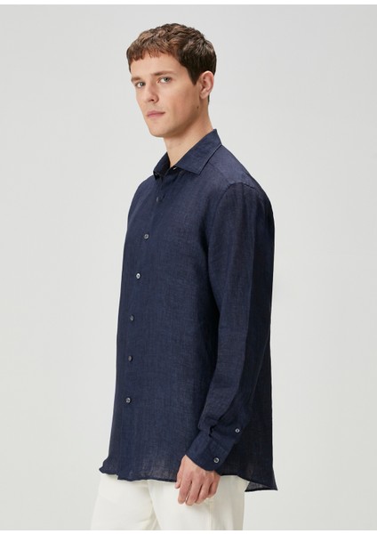 Lacivert Keten Gömlek modelleri