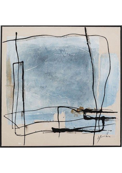 Dust Mavi Ahşap Tablo 100X100 cm