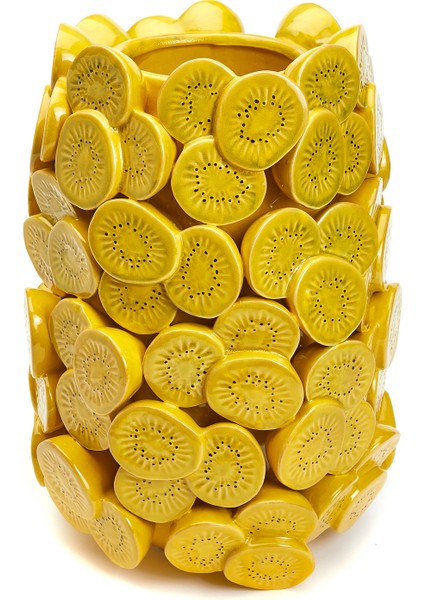 Kiwis Sarı Seramik Vazo