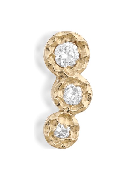 Santa Trio Pırlanta Taşlı 14 Ayar Altın Kadın Tek Küpe