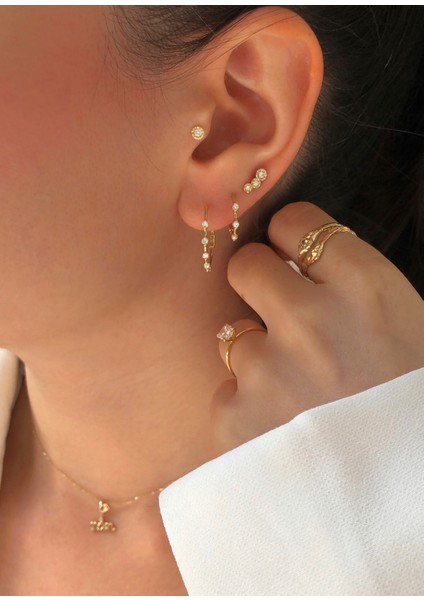 Santa Trio Pırlanta Taşlı 14 Ayar Altın Kadın Tek Küpe fiyatları