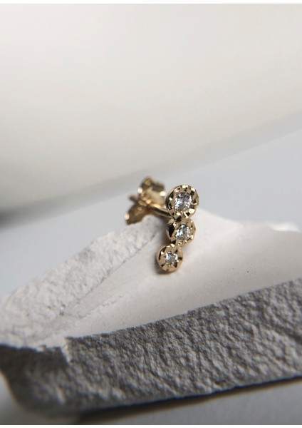 Santa Trio Pırlanta Taşlı 14 Ayar Altın Kadın Tek Küpe fırsatları