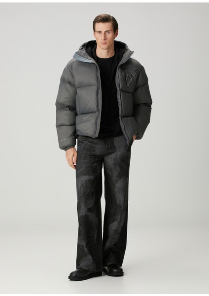 Siyah Figür Desenli Jean Pantolon