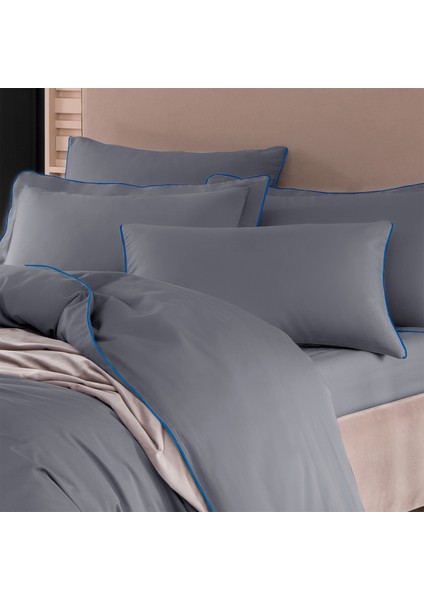 Mavi Biyeli Gri Yastık Kılıfı 50X70 cm fiyatları